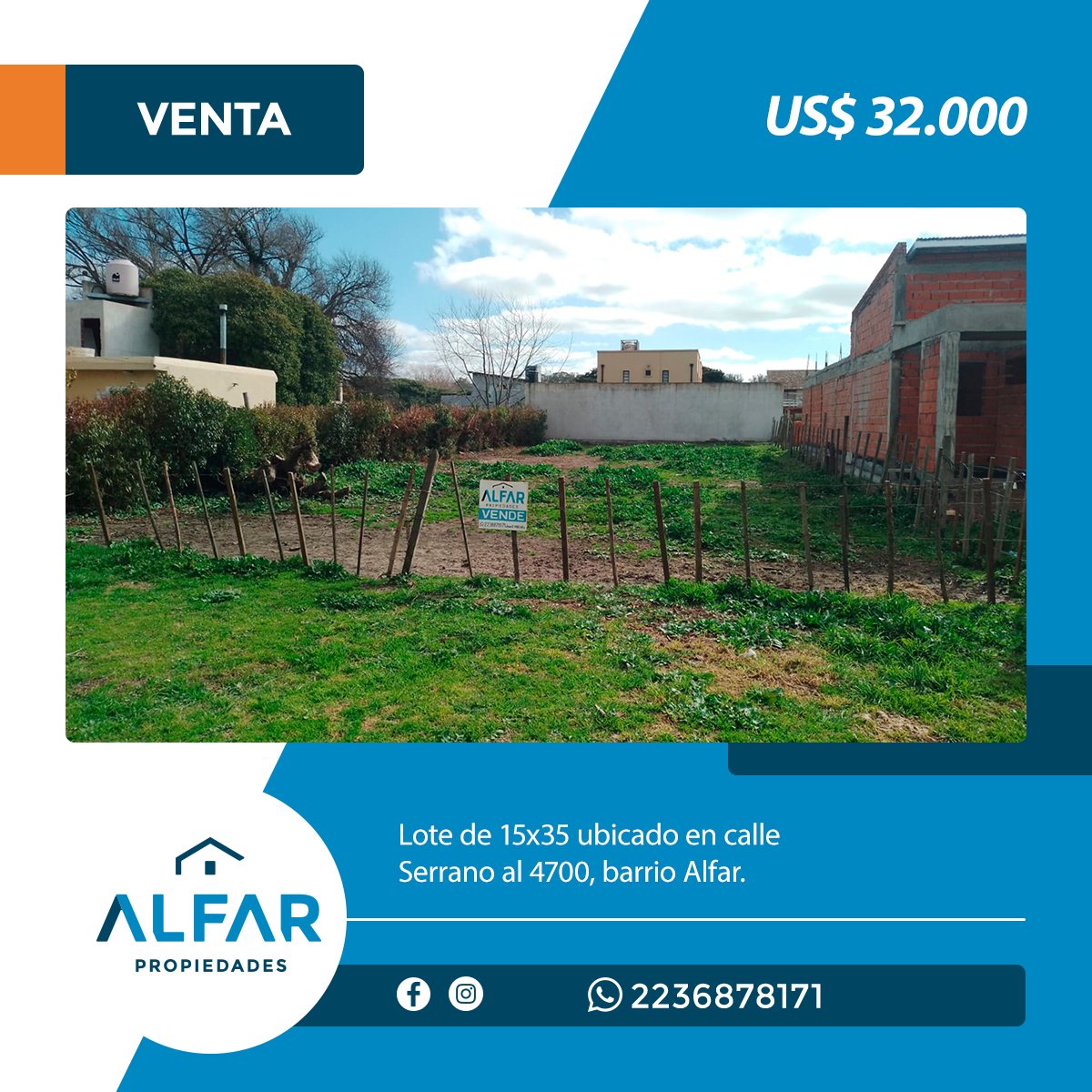 LOTE EN VENTA BARRIO ALFAR